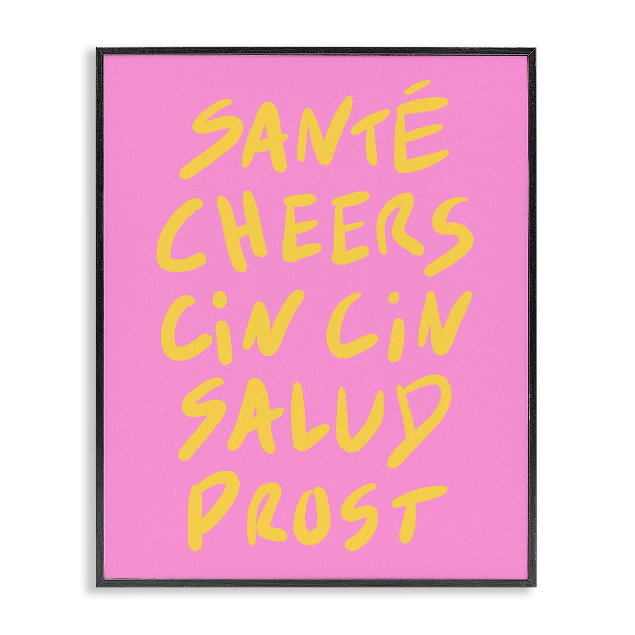 Stupell Industries Multilingual Cheers on Pink Framed Giclee Design by House of Lulu